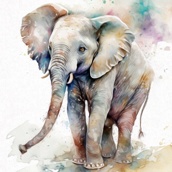 11x14 Elephant Watercolor Oil Painting Wall‎ Art Print - Picture 2 of 4